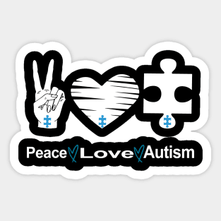 Peace Love Autism Awareness Sticker